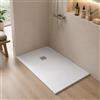 Inbagno Piatto doccia marmoresina con effetto pietra serie Karen, in diverse dimensioni e colori, spessore ultraslim 3 cm, riducibile su misura, COMPLETO di kit scarico (75x120, Bianco)