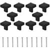 ATopoler Set di 10 pomelli, manopole quadrate in ottone massiccio, maniglie per mobili da cucina vintage con viti, per armadio, cassettiera, colore: nero.
