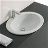 Barbottina Lavabo da incasso soprapiano in ceramica bianca, Larghezza 61 cm