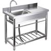 AnYaBinni Lavello da Cucina Indipendente con Piano di Lavoro, Rubinetto, Lavandino da Esterno con Scaffale portaoggetti, Kit di scarico per Interni Esterni, 100x50x90 cm