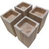 zcru004 Altezza 10 cm Sollevatori da Letto Rialzo per Mobili In Legno di Pino Rialzi per Tavolo Rialzi di Letto per Tavolo Gambe Mobili per Letto Aumentare l'altezza del Mobile Set da 4 Pezzi (4x4cm)