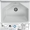 gospo Piscina per versare gospo con sifone, 46 x 37 x 20 cm, lavabo in plastica, lavaggio per garage, seminterrato, lavanderia, officina, gruppo muro, piatto, lavandino inclusi accessori (bianco)