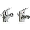 Kiamami Valentina - Set 2 Pezzi Rubinetti Lavabo più Bidet | Stile Classico | Finitura Cromata | Include Flessibile, Cartuccia in Ceramica e Piletta, Chrome