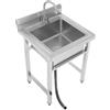 HauTour Lavello indipendente in acciaio inox 1 lavabo lavello esterno con rubinetti caldi e freddi e altri accessori lavello ristorante commerciale per esterno interno cucina ristorante 93