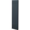 Monster Shop Radiatore a colonna ovale 1600mm x 360mm Designer Doppio pannello Termosifone Grigio antracite Acciaio Inclusi Spazzola per la pulizia Kit di fissaggio e staffe
