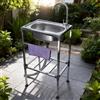 LLXNQ026 38x33x83cm Lavello Autoportante in Acciaio Inox - Lavello Esterno 1 Vasca con rubinetti freddi e caldi - Lavandino Commerciale,Lavabo mobile per cucina,ristorante, Garage,campeggio