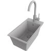 PRIMAGRAN Lavandino da Cucina Tutto Grigio 28x50cm, Lavello in Granito a 1 vasca + Rubinetto 32x20cm + Set di accessori, Lavabo da Cucina Incasso al Mobile 30cm - Riga S016