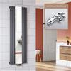 ELEGANT - Radiatore con specchio, antracite, 1800 x 500 mm, termostato multiblocco, cromato