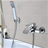 NadineDutol Set di rubinetti per vasca da bagno a cascata, con doccetta a parete, per acqua calda e fredda, 2 fori, cromati