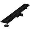 LuxeBath Canaletta per Doccia 70 cm 2 in 1 Drenaggio Piastrellabile in Acciaio Inossidabile Nero Canalina Scarico a Pavimento per Bagno Set Completo di Fissaggio Sifone a Canale con Filtro per Capelli