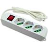 VR VETRINEINRETE Vetrineinrete® Multipresa schuko ciabatta elettrica a 3 posti polivalenti 10/16A con interruttore on/off 250V max 2500 watt cavo 1,5 m con spina italiana A22