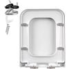 Giural Sedile WC Rettangolare, 36 * 47cm Copriwater Universali quadrata, Tavoletta WC Chiusura Ammortizzata, Rapido Montaggio, Plastica Antibatterico Facile da Pulire, Bianco
