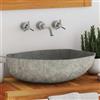 HaoChrymec Lavabo Ovale in Pietra di Fiume Naturale, Lavandino Bagno, Lavabo Pietra,Design Elegante per Bagno Moderno o Rustico, Con Foro di Scarico 4.5 cm, Dimensioni (45-53) x(34-41) x15 cm