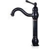 EGTink Rubinetto da bagno alto nero, girevole a 360°, miscelatore monocomando per lavabo, in ottone, acqua fredda e calda disponibile