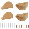 MOROBOR Maniglie per cassetti a mezza luna, 100 mm, 4 pezzi in legno di faggio, maniglie a doppio foro per cassetti e armadi