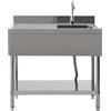 SICHENSH Lavello da cucina in acciaio inox, 1 vasca, professionale, in acciaio inox, autoportante con cestello filtro, per esterni, 100 x 60 x 80 cm