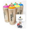 PROGAL COLORS Set di fluorescenti perfetti (6 x 400 ml Montana Gold colore fluorescente + 12 ugelli) - Colori neon - brillare negli effetti scuri sotto la luce UV