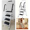 Autofather - Scala pieghevole a 4 gradini con corrimano di sicurezza antiscivolo in acciaio resistente con battistrada antiscivolo per casa, cucina, giardino, ufficio, carico massimo 150 kg