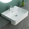 Mai & Mai Lavabo da Appoggio 50,5x42,5x12,5cm, Lavabo Incasso Lavandino Bagno Brüssel702 in Ceramica con Nano Rivestimenti inclusi, Bianco