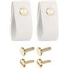 QUARKZMAN 2pz Maniglie per Cassetti in Pelle Pomelli Comò Sostituzione Manopole Tradizionali per Cassettiera, Armadio, Credenza Cucina, Bianco