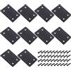 Unlorspy 10 piastre piatte in metallo da 5,4 x 3,5 cm, spessore 1,5 mm, in acciaio inox, con viti per mobili, legno, mensole, armadietti (60 mm x 38 mm, nero)