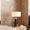 BaierSai Rotolo di carta da parati in PVC impermeabile damascato color oro, 10 x 0,53 m, per camera da letto e soggiorno, 1,73 'L x 32,8' L = 5,3 ㎡