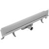VOGI Canalina per doccia in acciaio inox, set completo di scarico a parete, piastra in acciaio inox con versione completa di ruggine, filtro per capelli con sifone, piedini di montaggio inclusi,