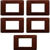 Electron 5 Placche, 3 moduli/posti, Compatibile Con Vimar Plana, colore radica, Placche In plastica di alta qualità, 100% compatibile con i supporti e i moduli originali