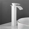 Generic Elegante Ottone Singola Maniglia Bagno Rubinetto Cascata Lavandino Miscelatore Rubinetto Finitura Bianca Elegante Lavabo Apparecchio per Arredamento Moderno Casa