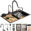 KOOGIMDDR 75x45cm Lavello Cucina 1 Vasca in Acciaio Inox con Rubinetto Estraibile, Lavello da Cucina In Acciao Inox Da Appoggio Nanorivestito, lavello da cucina multifunzione
