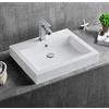 Bernstein Lavabo a parete Lavabo da appoggio BS6049 in marmo fuso - 60 x 48 x 14 cm - Bianco lucido