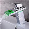 kangten Rubinetto a LED con cascata, RGB 3 colori che cambiano colore, per bagno, in ottone cromato, rosso, verde, blu