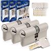 GERCAR Pro - Set di 3 cilindri di chiusura 40/50, 3 cilindri profilati con 15 chiavi, serratura a cilindro da 90 mm, lunghezza 90 mm, A:40 B:50