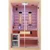 Sanotechnik Cabina a infrarossi e sauna finlandese TWINCOMBI - 130 x 120 x 200 cm - per 2 persone, faretto a spettro completo, forno per sauna con pietre per sauna, luce a LED (7 colori), lettore MP3 incluso