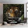Generic Carta da Parati Panoramica Foglie di Tigre Stampa Animalier, Foto Murale Carta da Parati Verde - Poster Quadri 300L x 210A cm per Soggiorno Camera Letto Decorazione d'interni per la Casa