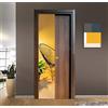 PORTE ITALIANE Porta scorrevole a scomparsa interno muro con chiusura Ammortizzata in laminato Noce Nazionale Finitura Bronzo