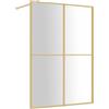 vidaXL Parete per Doccia Walk-in Vetro Trasparente ESG 140x195 cm Oro, Parete Doccia, divisorio Doccia, pareti docce, Cabina Doccia, Schermo Doccia