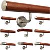 TIBU - Corrimano in legno di mogano, corrimano per scale con supporti angolari in acciaio inox, lunghezza 30-500 cm in un unico pezzo, lunghezza 90 cm con 2 supporti - Estremità leggermente arcuate