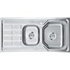Omeere, 100 x 50 cm, grande lavello da cucina, rettangolare, in acciaio inox 304, spessore materiale 0,8 mm, lavello, lavello da incasso, 2 vasche (ripiano sinistro)