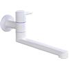 SXWYLZ Rubinetto Lavello Cucina E Lavanderia Canna Girevole Rubinetto Cucina Braccio Lungo Rubinetto A Muro Lavatoio Acqua Fredda,Bianco,20 Cm