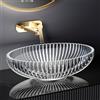 EMKE Lavabo da Appoggio in Vetro Cristallo Ovale 51 x 35 cm, Trasparente