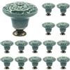 Piutouyar Pomelli in ceramica verde, pomelli per armadietti da cucina, pomelli per comò, pomelli per cassetti, pomelli e tiranti per cassetti, cassettiere, armadi, 34 mm di diametro (15 pezzi)