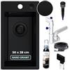 empiria SINK QUALITY SINK QUALITY Lavello da cucina piccolo nero 28 x 50 cm - lavello sottile con sifone PUSH nero e impregnante - lavello in granito piccolo per sottolavelli a partire da 40 cm - Lavello da incasso in