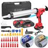 XIIW Pressa per cartucce elettrica in silicone con 2 batterie (21 V 2 Ah), pistola a cartuccia 7840 N con LED, 16 X ugello di tenuta, 6 X base di ricambio, 0-32 mm/s, 6 velocità, per salsiccia da 600 ml,