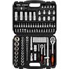 XHTT Steckschlüssel-Set, 108-teilig, Standard (Sae) und metrisch, 1/4, 3/8 und 1/2 Antrieb, Steckschlüssel-Set, Verlängerungsstangen, Stecknüsse, Motorrad-, Kunststoff-Werkzeugkasten-Aufbewahrung.