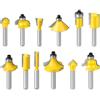 Zqslp 12 pezzi 1/4in 1/2in 6mm 8mm gambo router bit set utensili for la lavorazione del legno frese rifinitura dritto angolo perline punte,0420