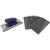 Tivoly XT101520101 - Set per levigatura rettangolare, 92 x 185 mm, auto-grippante e pinza, ergonomico + 5 fogli abrasivi, 92 x 185 mm, maglia carburo di silicio, grani assortiti