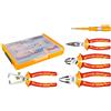 INGCO VDE - Set di 5 pinze isolate da 1000 V, pinze universali da 17,8 cm, pinze da taglio diagonale da 15,2 cm, 1 matita per test HKTV01P051