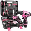 JENABOM Set di attrezzi con trapano a batteria da 12 V, cassetta degli attrezzi da 151 pezzi con trapano, kit di attrezzi per la casa per uomini e donne, set di trapano a mano perfetto per proprietari di case