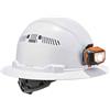 Ergodyne - 60156 Casco rigido ventilato con luce, stile a tesa piena, sospensione a cricchetto, classe C, Skullerz 8973LED, bianco